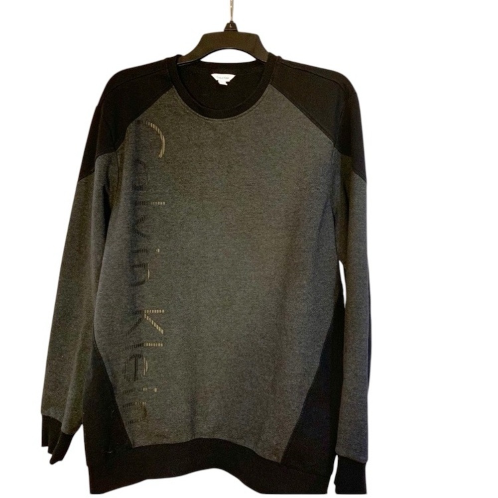 Calvin Klein Men's Black and Gray Signature Sweater